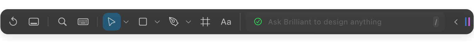 The bottom toolbar with the tool switcher on the left and the AI input beside it