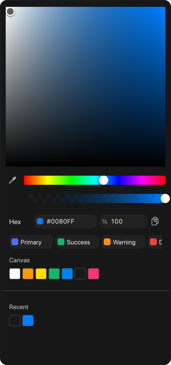 The color picker open