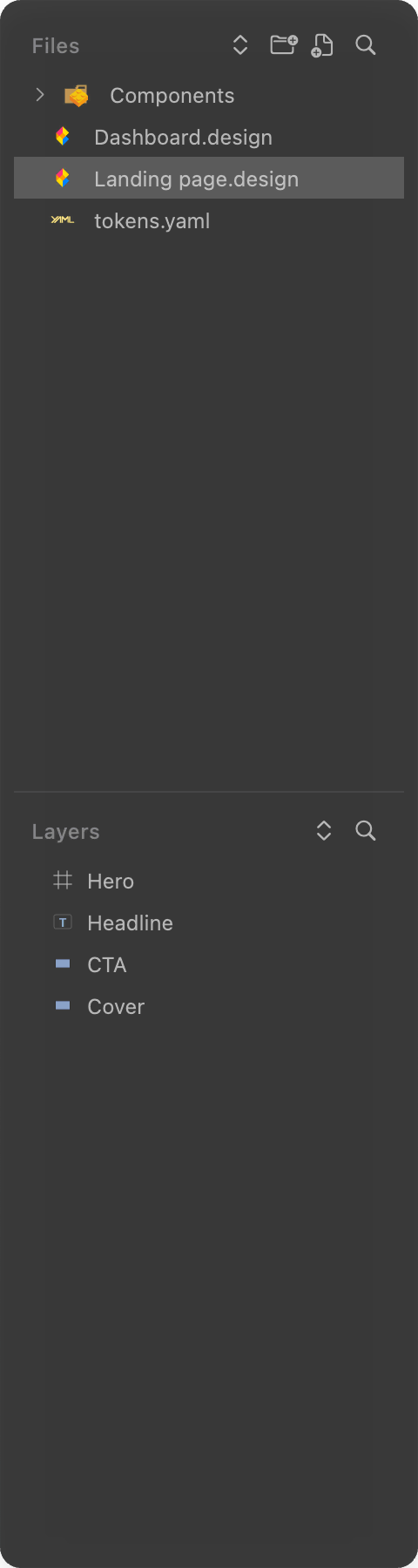 The file explorer in the left toolbar, showing canvases and folders
