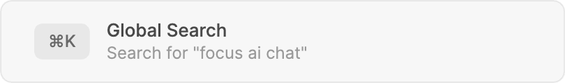 Click to zoom Opening the AI chat from the global search palette with the ⌘K shortcut
